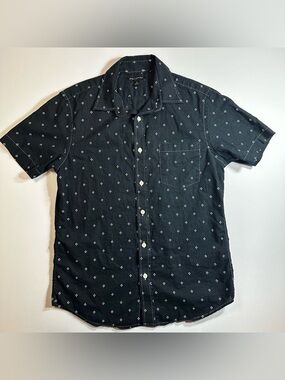 Men's Banana Republic Linen Cotton Button Up Shirt Size Small Geometric Pattern